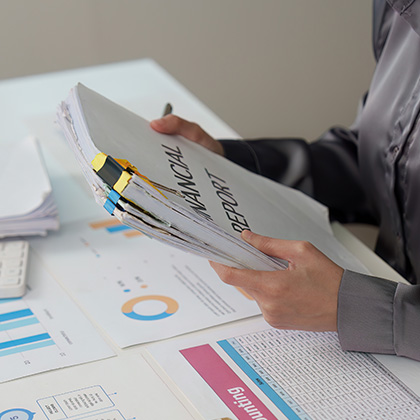 financial report on desk
